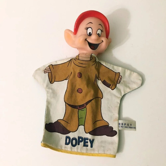 Vintage Walt Disney Productions Dopey Snow White Dwarfs Hand Puppet Japan Flaws - Picture 9 of 16